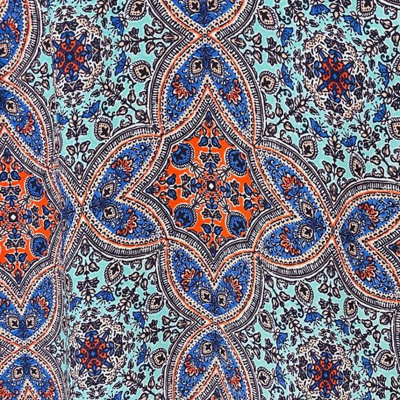 Daniel Rainn DR2 Crochet Tunic Top Womens Size L Blue High Low Pleated Blouse - Picture 4 of 13